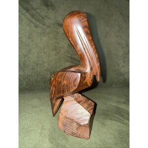 Vintage‎ 8" Ironwood Pelican Wooden Sculpture Hand Carved Folk Art